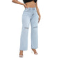 JADE | RIPPED WIDE-LEG JEANS