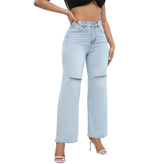 JADE | RIPPED WIDE-LEG JEANS