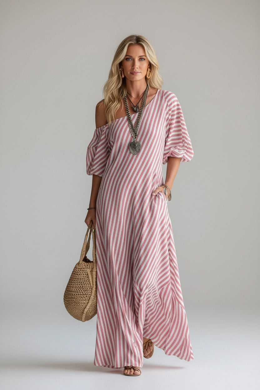LYRA | STRIPED OFF-SHOULDER DRESS