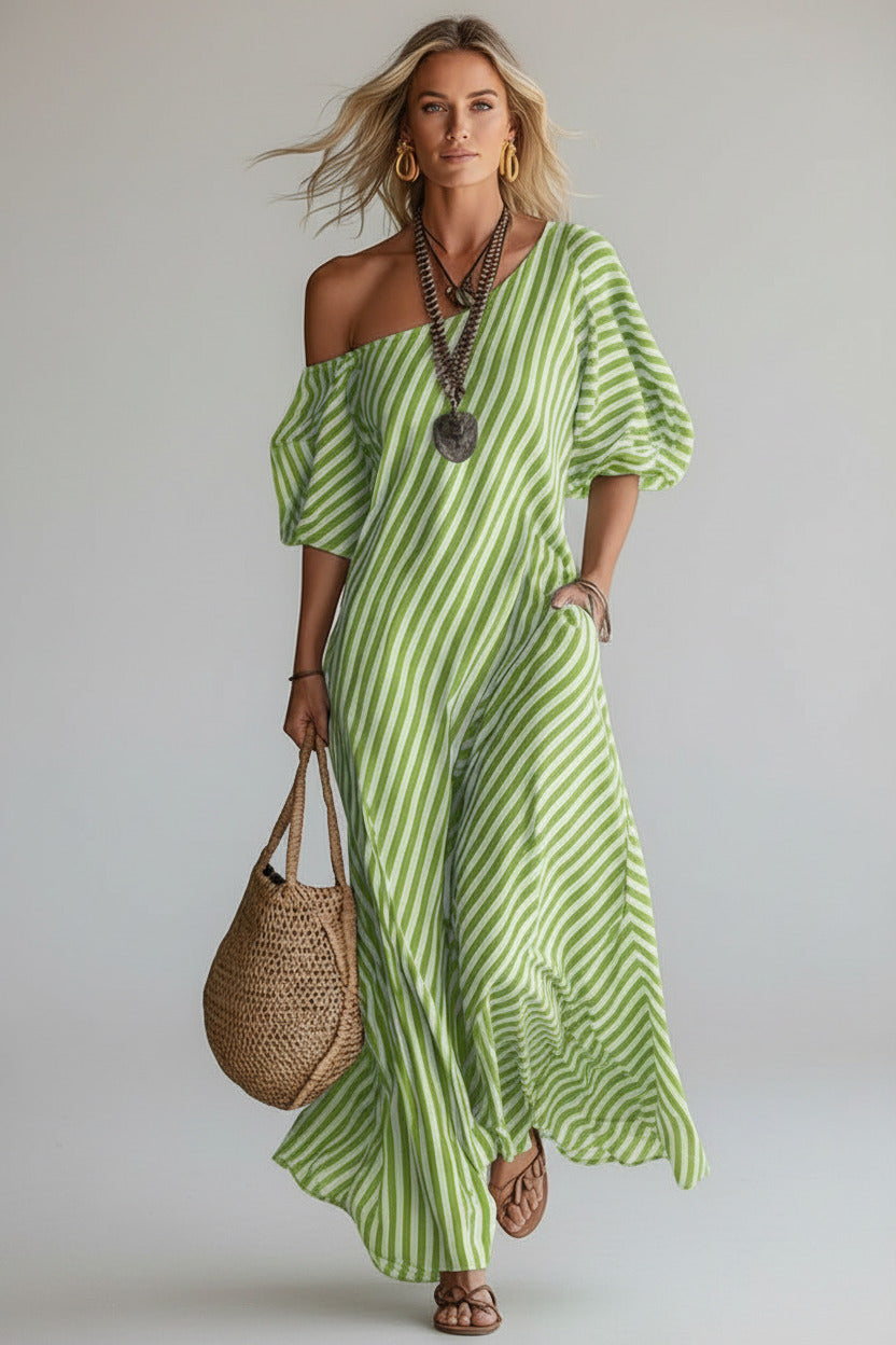 LYRA | STRIPED OFF-SHOULDER DRESS