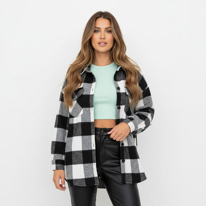 ODETTE | PLAID PRINT WOOL COAT