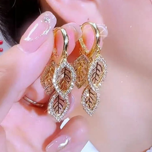 LEAF | ZIRCON LEAF TASSEL EAR CLIP