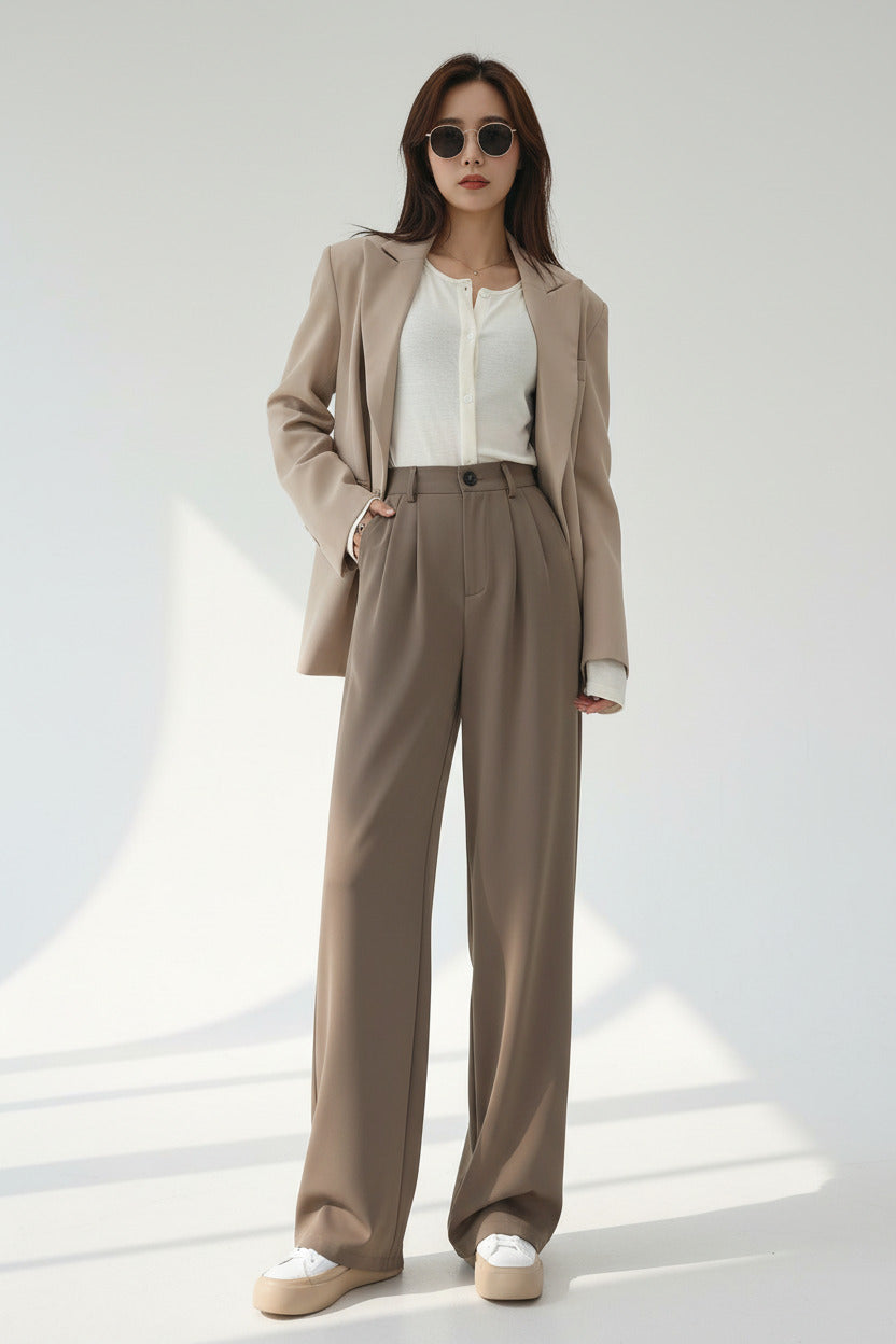 COLETTE | DRAPED CASUAL WIDE-LEG PANTS