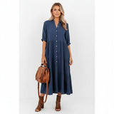 CÉLINA | BUTTON-UP LONG SLEEVE DRESS