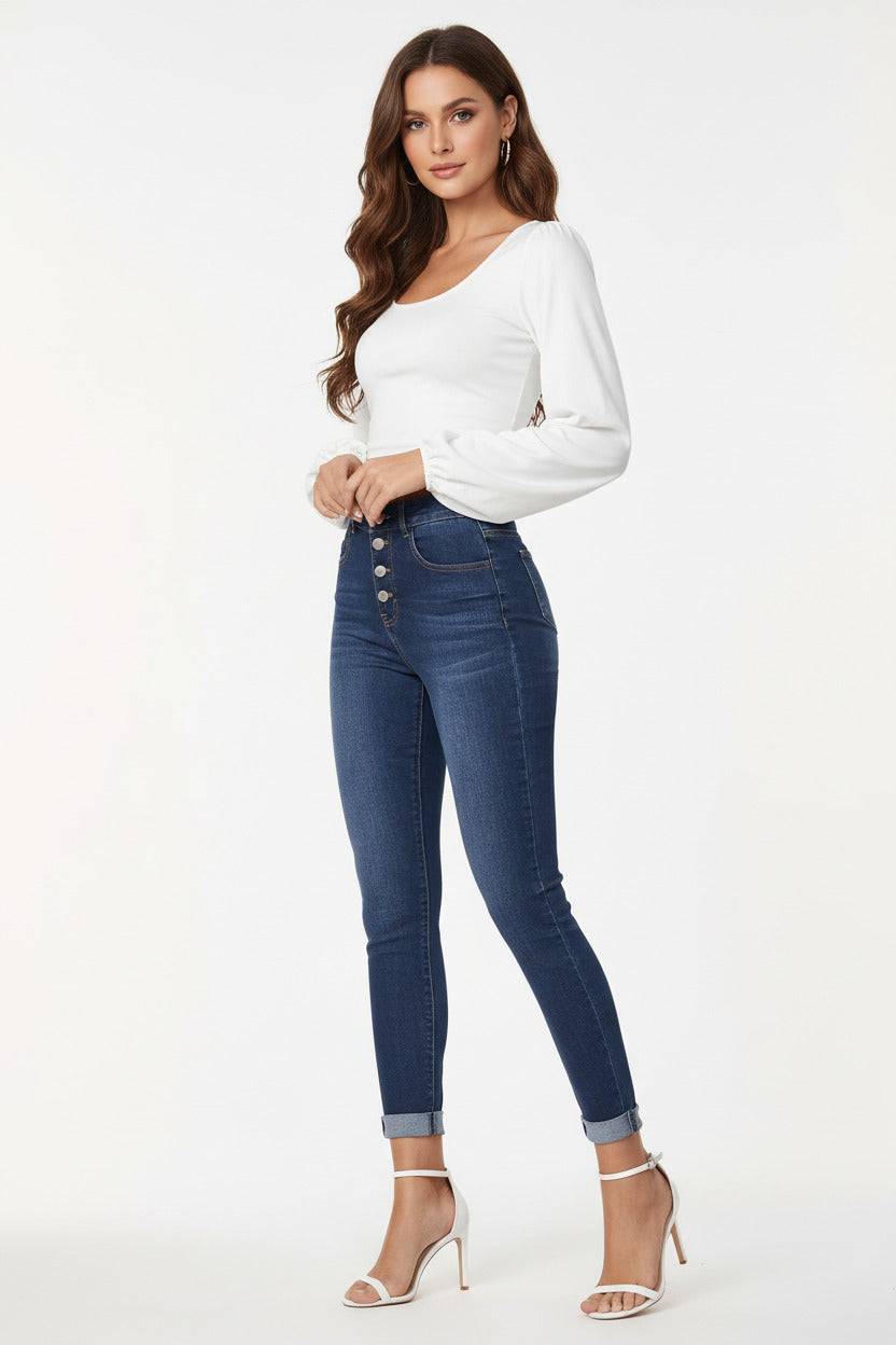 INES | CONTRAST CROPPED JEANS
