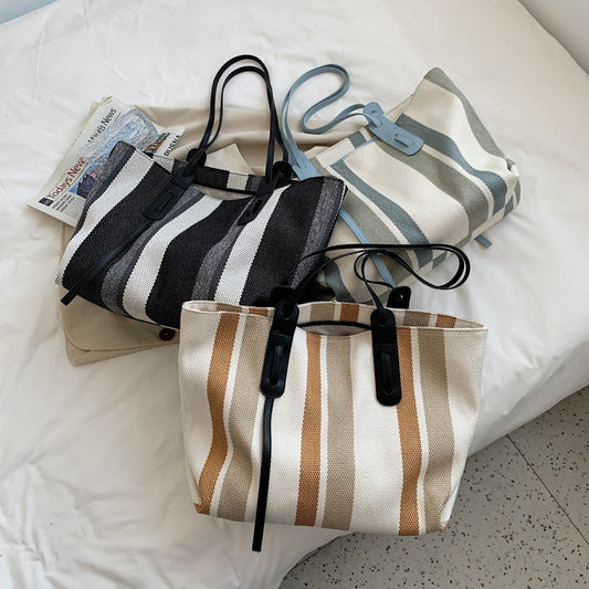 STRIPE | CANVAS STRIPE CONTRAST TOTE