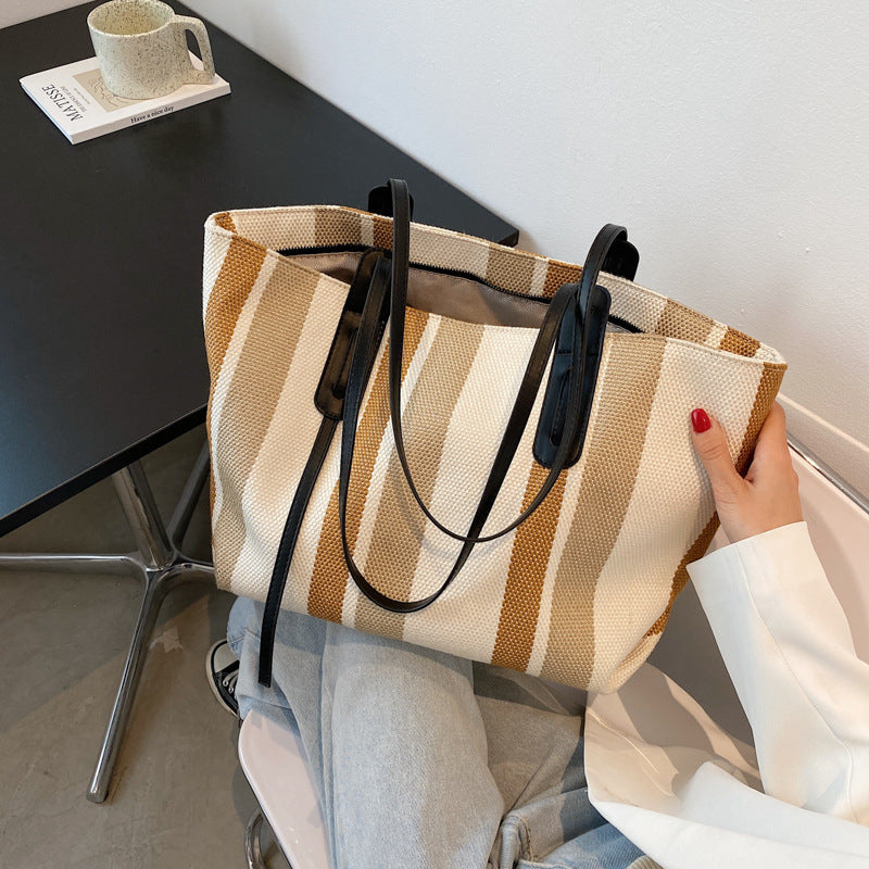 STRIPE | CANVAS STRIPE CONTRAST TOTE