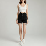 ESTELLE | TAILORED NOIR DENIM SHORTS