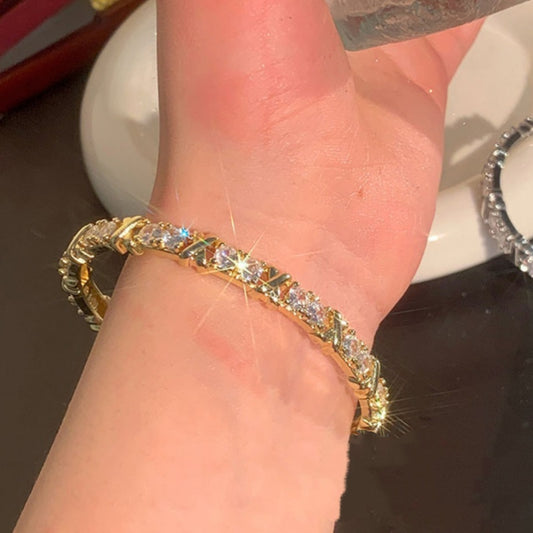 X | X LETTER ZIRCON OPEN BRACELET