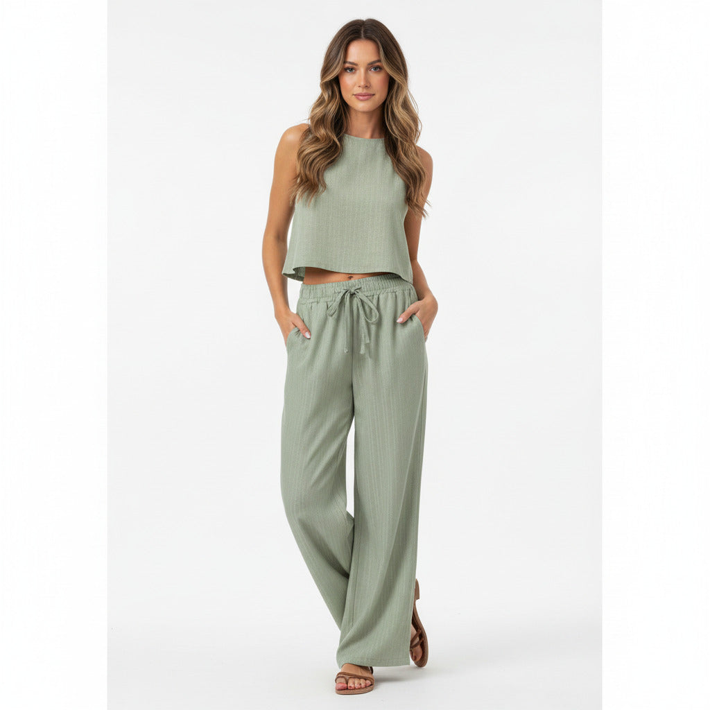 CÉCILE | ELASTIC FASHION WIDE-LEG PANTS