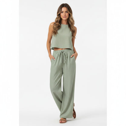 CÉCILE | ELASTIC FASHION WIDE-LEG PANTS