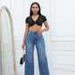 JADE | RIPPED WIDE-LEG JEANS