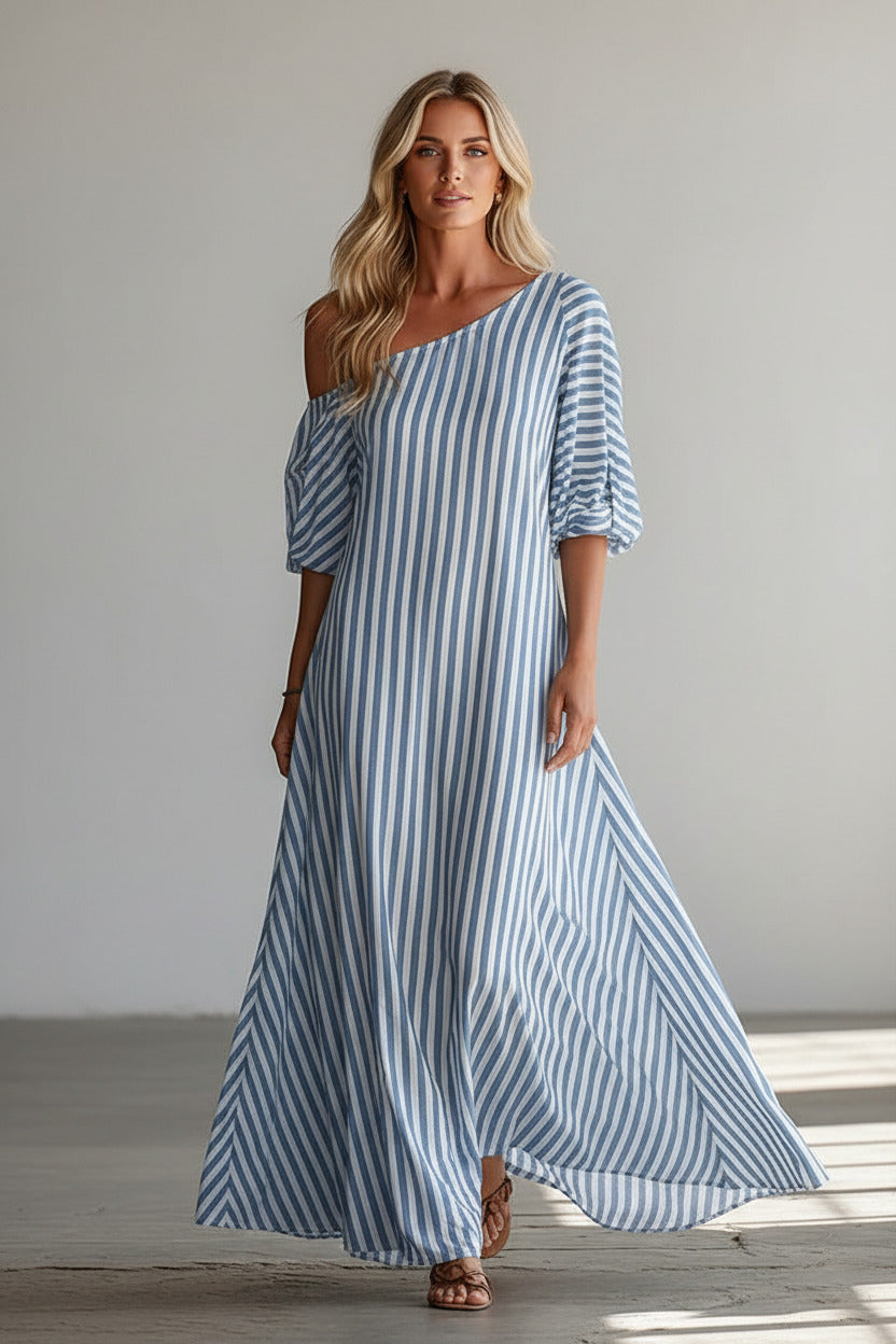 LYRA | STRIPED OFF-SHOULDER DRESS