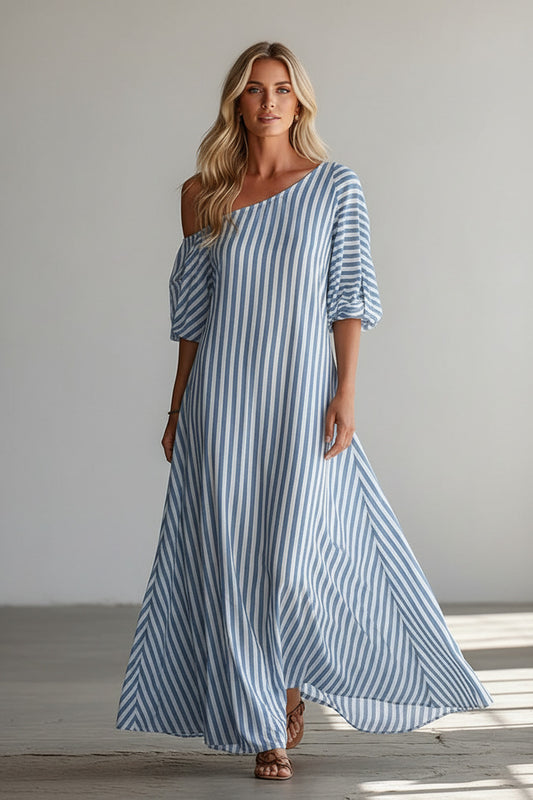 LYRA | STRIPED OFF-SHOULDER DRESS