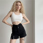 ESTELLE | TAILORED NOIR DENIM SHORTS