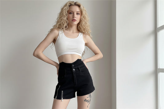 ESTELLE | TAILORED NOIR DENIM SHORTS